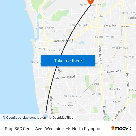 Stop 35C Cedar Ave - West side to North Plympton map