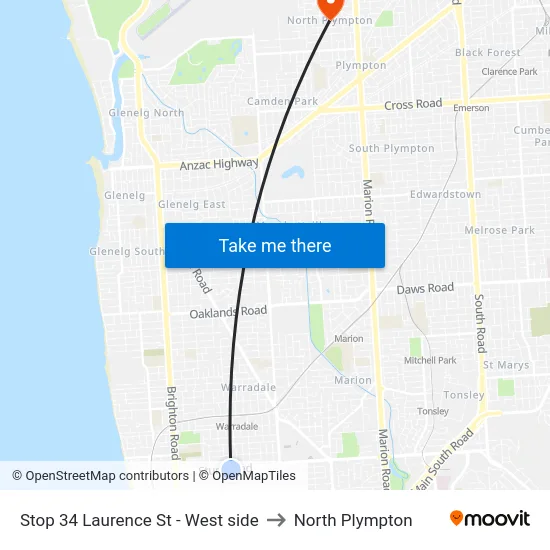 Stop 34 Laurence St - West side to North Plympton map