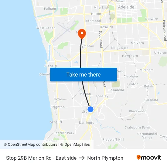 Stop 29B Marion Rd - East side to North Plympton map