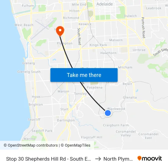 Stop 30 Shepherds Hill Rd - South East side to North Plympton map