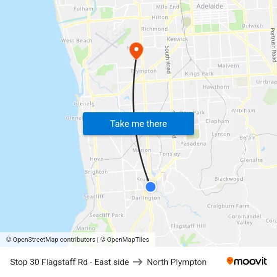 Stop 30 Flagstaff Rd - East side to North Plympton map