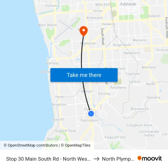 Stop 30 Main South Rd - North West side to North Plympton map