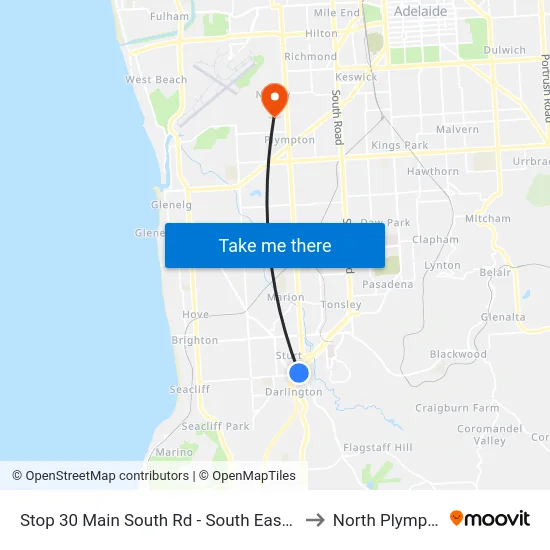 Stop 30 Main South Rd - South East side to North Plympton map