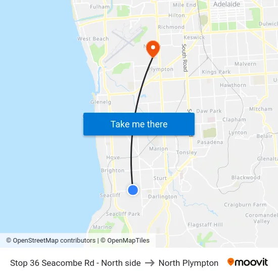 Stop 36 Seacombe Rd - North side to North Plympton map