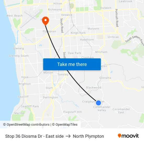 Stop 36 Diosma Dr - East side to North Plympton map