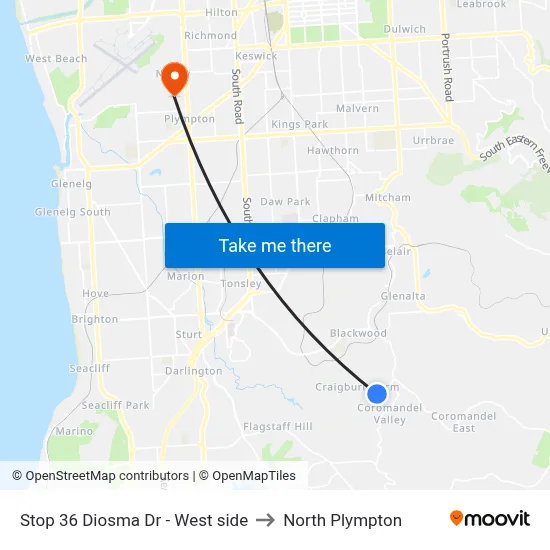 Stop 36 Diosma Dr - West side to North Plympton map