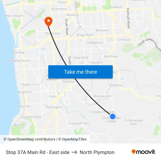 Stop 37A Main Rd - East side to North Plympton map