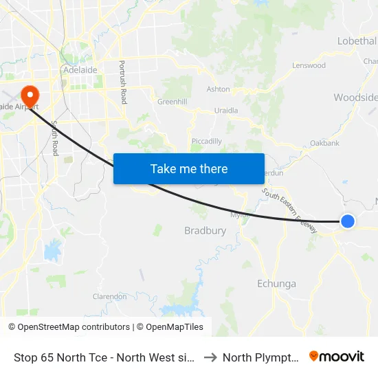 Stop 65 North Tce - North West side to North Plympton map