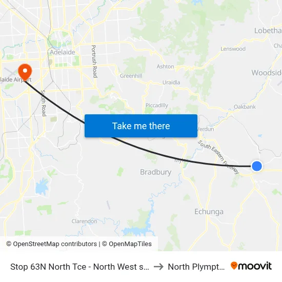 Stop 63N North Tce - North West side to North Plympton map
