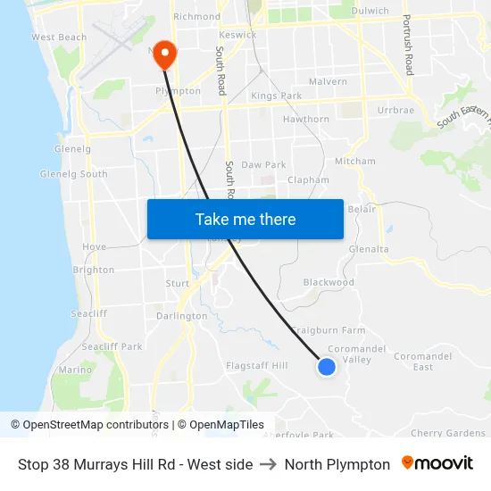 Stop 38 Murrays Hill Rd - West side to North Plympton map