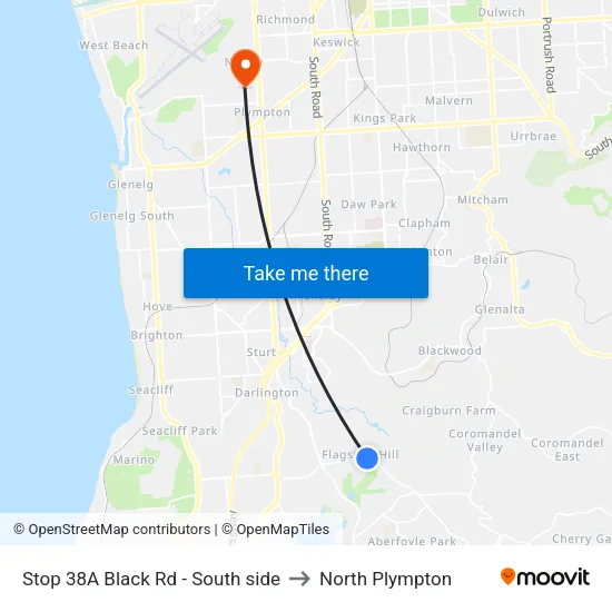 Stop 38A Black Rd - South side to North Plympton map
