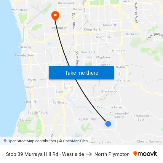 Stop 39 Murrays Hill Rd - West side to North Plympton map