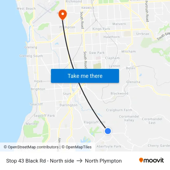 Stop 43 Black Rd - North side to North Plympton map