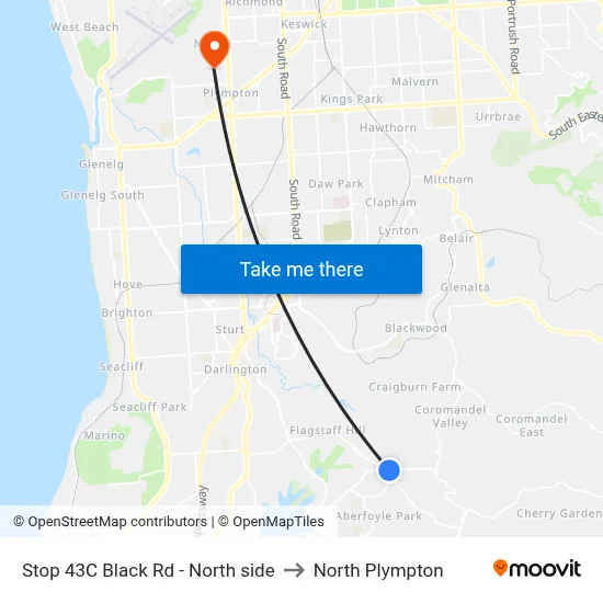 Stop 43C Black Rd - North side to North Plympton map
