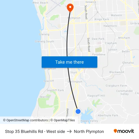Stop 35 Bluehills Rd - West side to North Plympton map