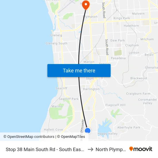 Stop 38 Main South Rd - South East side to North Plympton map