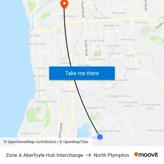 Zone A Aberfoyle Hub Interchange to North Plympton map