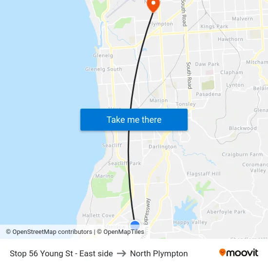 Stop 56 Young St - East side to North Plympton map