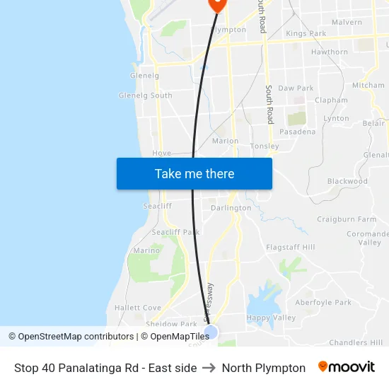 Stop 40 Panalatinga Rd - East side to North Plympton map