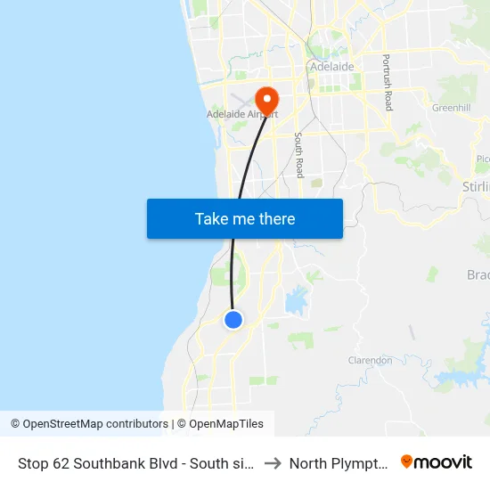 Stop 62 Southbank Blvd - South side to North Plympton map