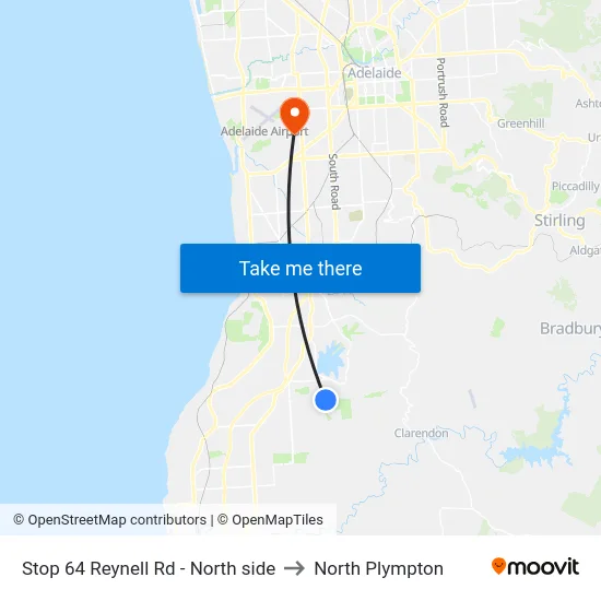 Stop 64 Reynell Rd - North side to North Plympton map