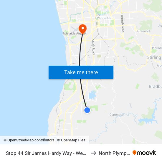 Stop 44 Sir James Hardy Way - West side to North Plympton map