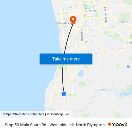 Stop 53 Main South Rd - West side to North Plympton map