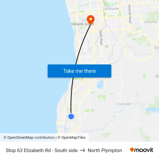Stop 63 Elizabeth Rd - South side to North Plympton map
