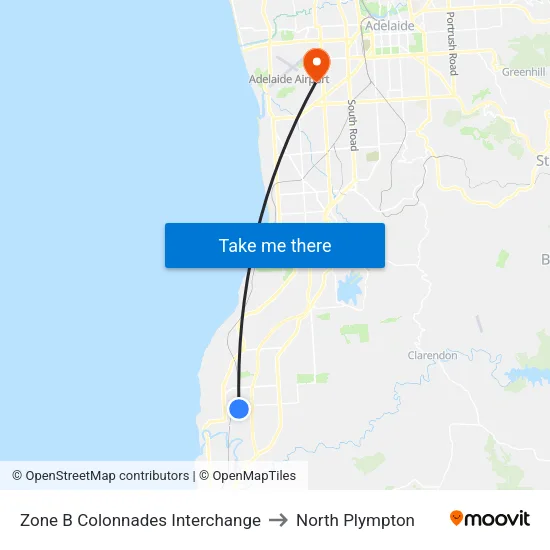 Zone B Colonnades Interchange to North Plympton map