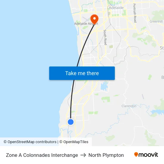 Zone A Colonnades Interchange to North Plympton map