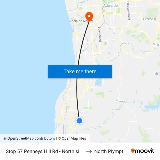 Stop 57 Penneys Hill Rd - North side to North Plympton map