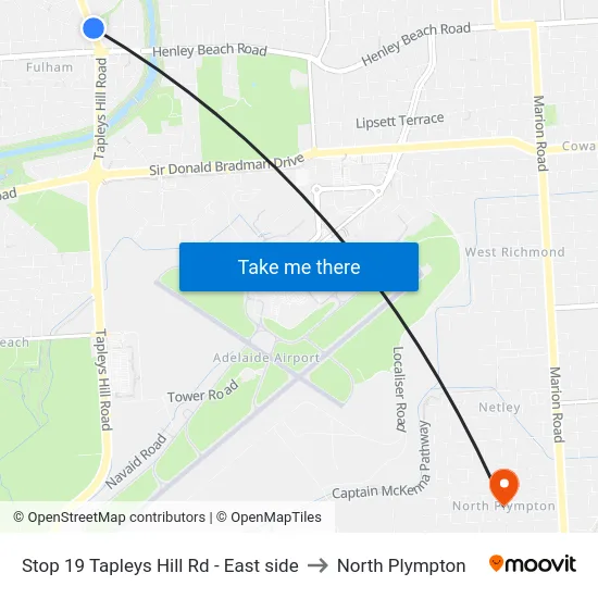 Stop 19 Tapleys Hill Rd - East side to North Plympton map