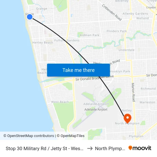 Stop 30 Military Rd / Jetty St - West side to North Plympton map