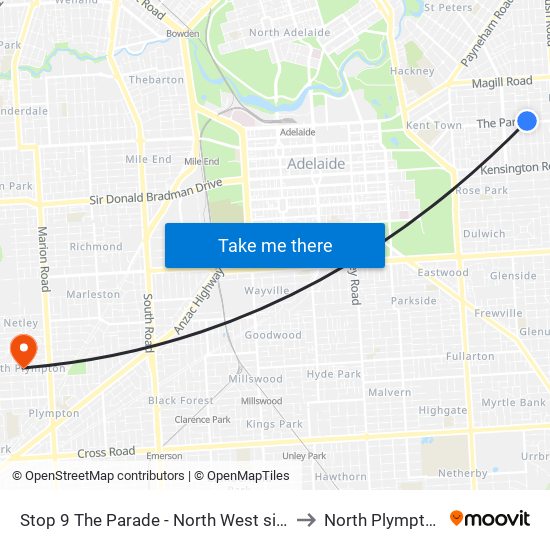 Stop 9 The Parade - North West side to North Plympton map