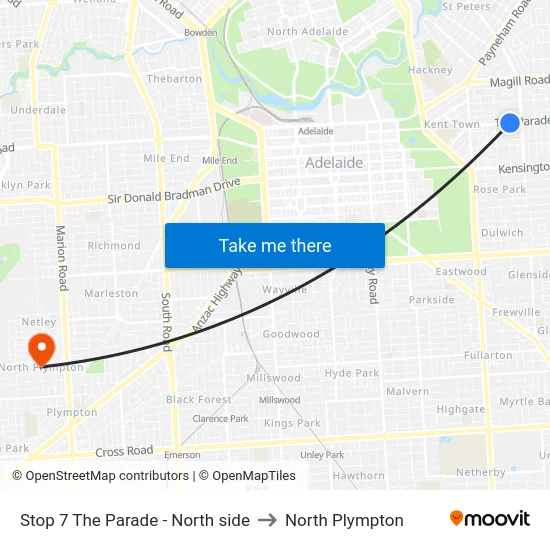 Stop 7 The Parade - North side to North Plympton map