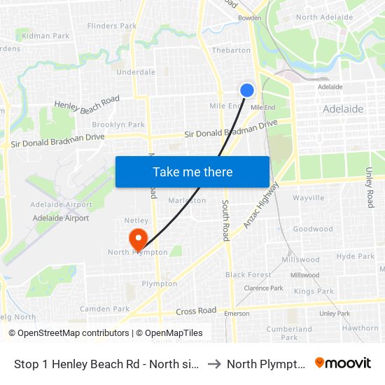 Stop 1 Henley Beach Rd - North side to North Plympton map