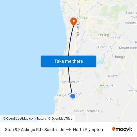 Stop 99 Aldinga Rd - South side to North Plympton map