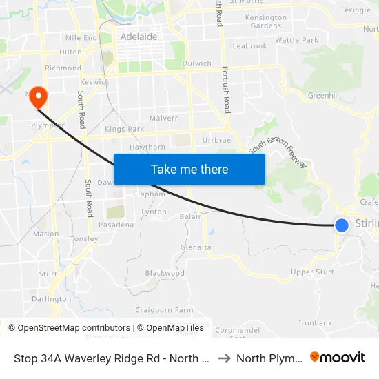Stop 34A Waverley Ridge Rd - North West side to North Plympton map