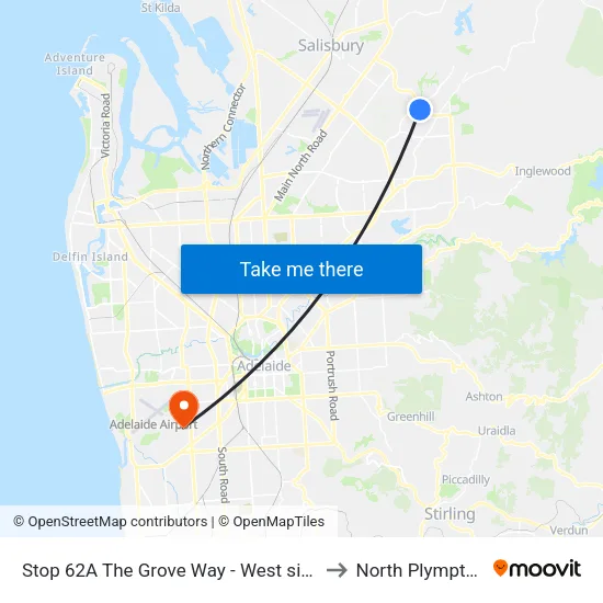 Stop 62A The Grove Way - West side to North Plympton map
