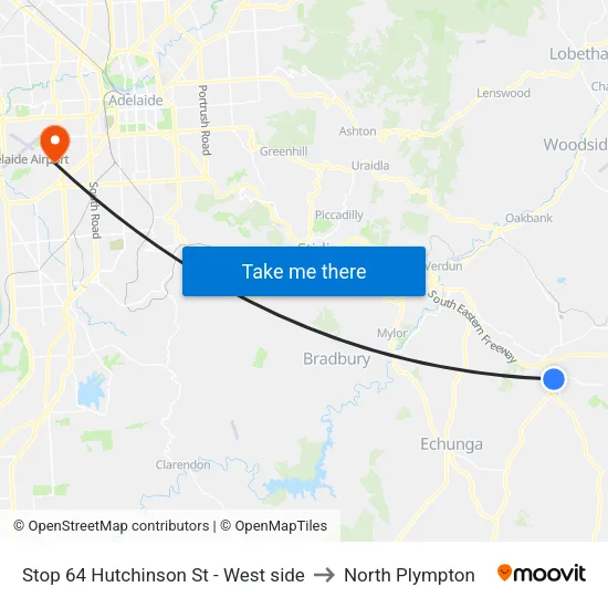Stop 64 Hutchinson St - West side to North Plympton map