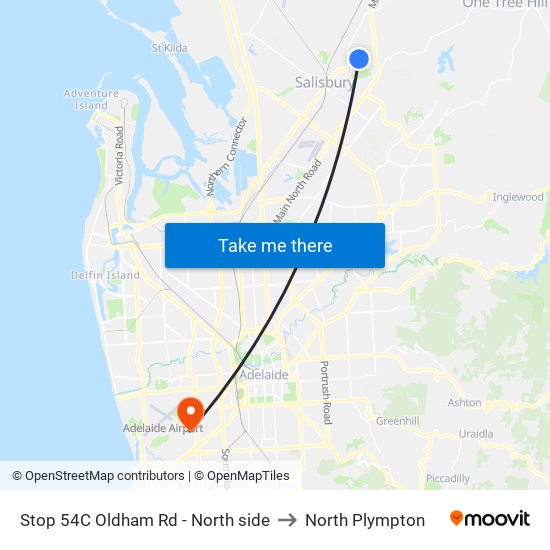 Stop 54C Oldham Rd - North side to North Plympton map