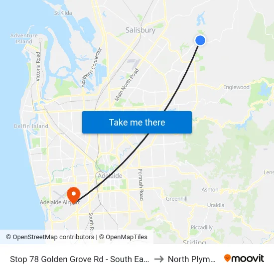 Stop 78 Golden Grove Rd - South East side to North Plympton map
