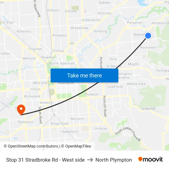 Stop 31 Stradbroke Rd - West side to North Plympton map
