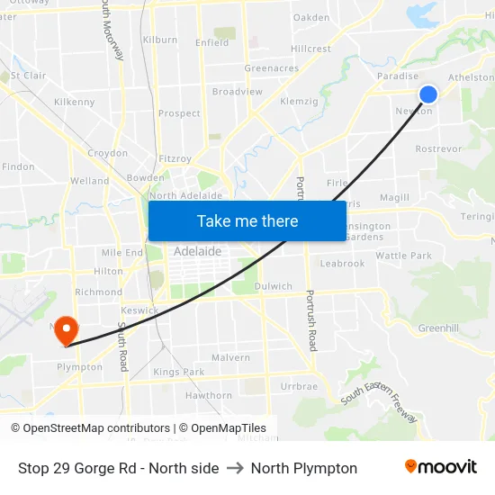 Stop 29 Gorge Rd - North side to North Plympton map