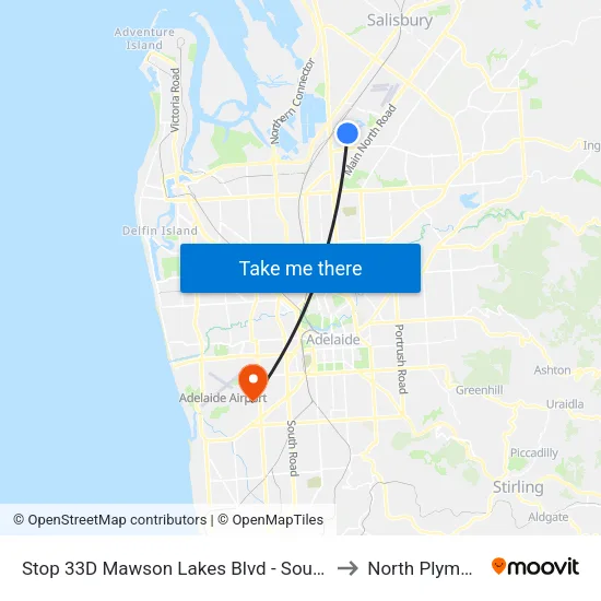 Stop 33D Mawson Lakes Blvd - South side to North Plympton map