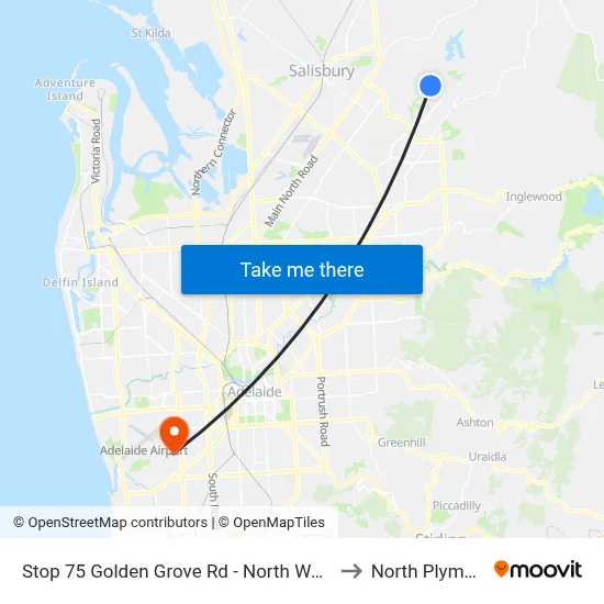 Stop 75 Golden Grove Rd - North West side to North Plympton map