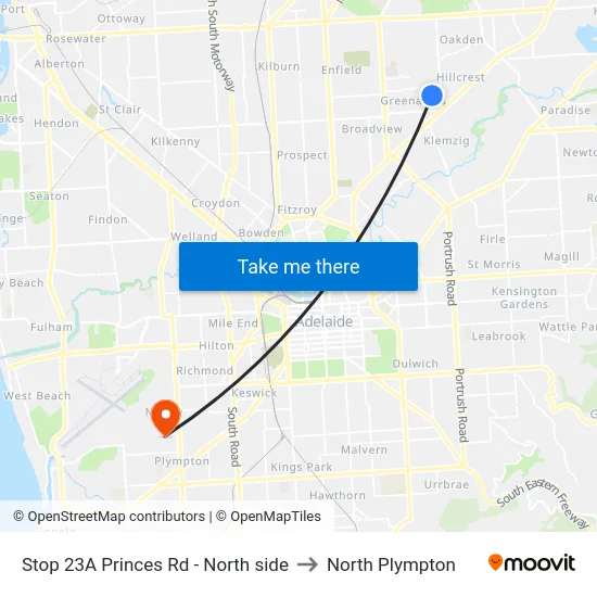 Stop 23A Princes Rd - North side to North Plympton map