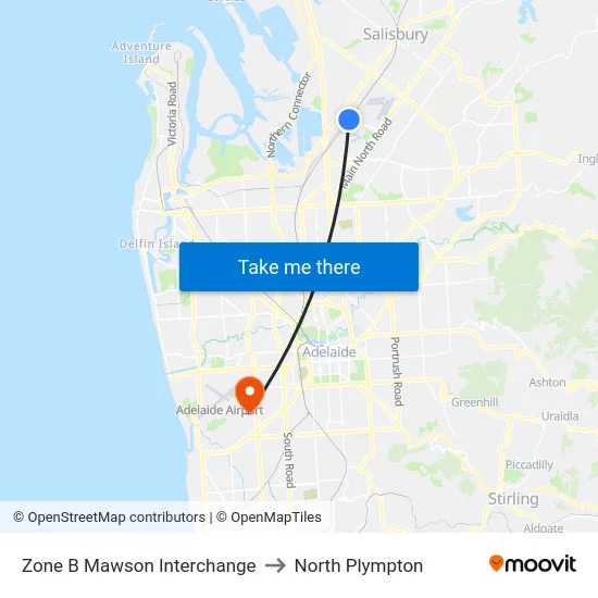 Zone B Mawson Interchange to North Plympton map