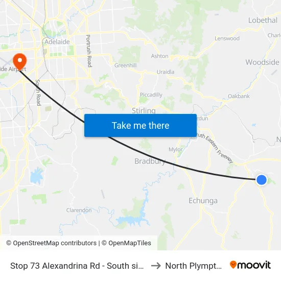 Stop 73 Alexandrina Rd - South side to North Plympton map
