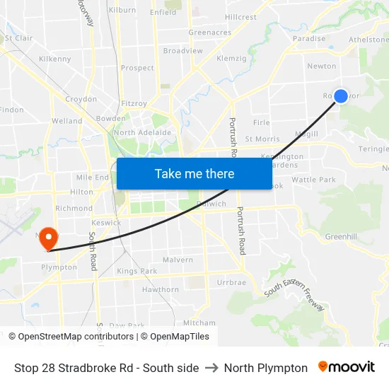 Stop 28 Stradbroke Rd - South side to North Plympton map